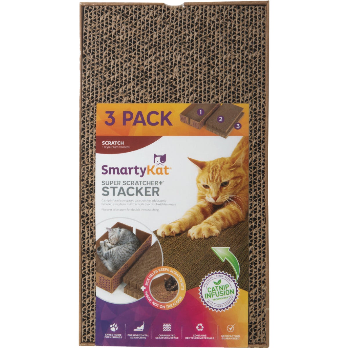 SmartyKat Super Scratcher+ Cat Scratcher with Catnip Infusion Technology (3-Pack)