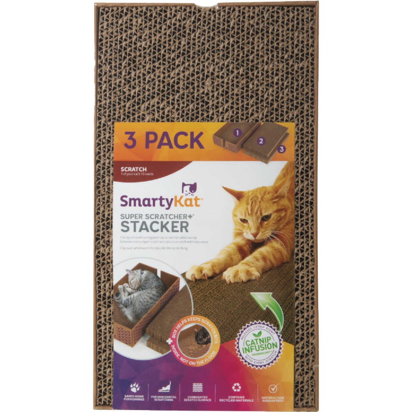 SmartyKat Super Scratcher+ Cat Scratcher with Catnip Infusion Technology (3-Pack) Image 1