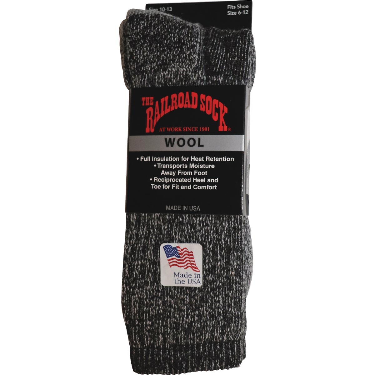 Railroad Sock Men's Black Merino Wool Sock Image 2