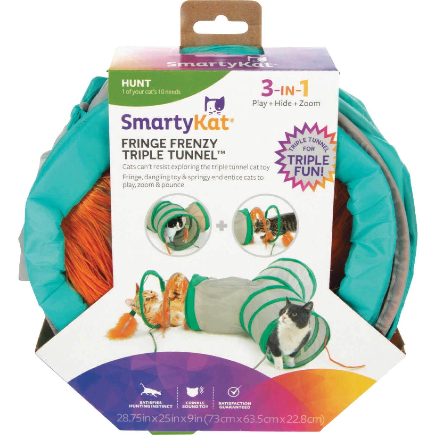 SmartyKat Fringe Frenzy Triple Tunnel Activity Cat Toy Image 1