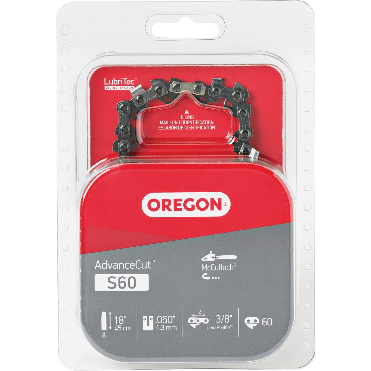 Oregon S60 AdvanceCut Saw Chain for 18 in. Bar - 60 Drive Links - fits Craftsman, McCulloch and more Image 1