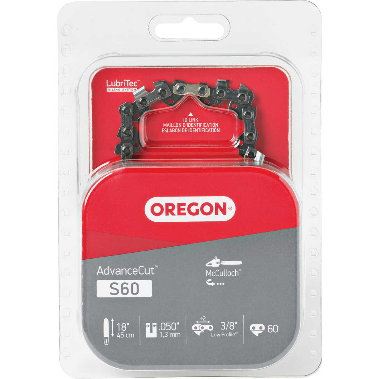 Oregon S60 AdvanceCut Saw Chain for 18 in. Bar - 60 Drive Links - fits Craftsman, McCulloch and more Image 1