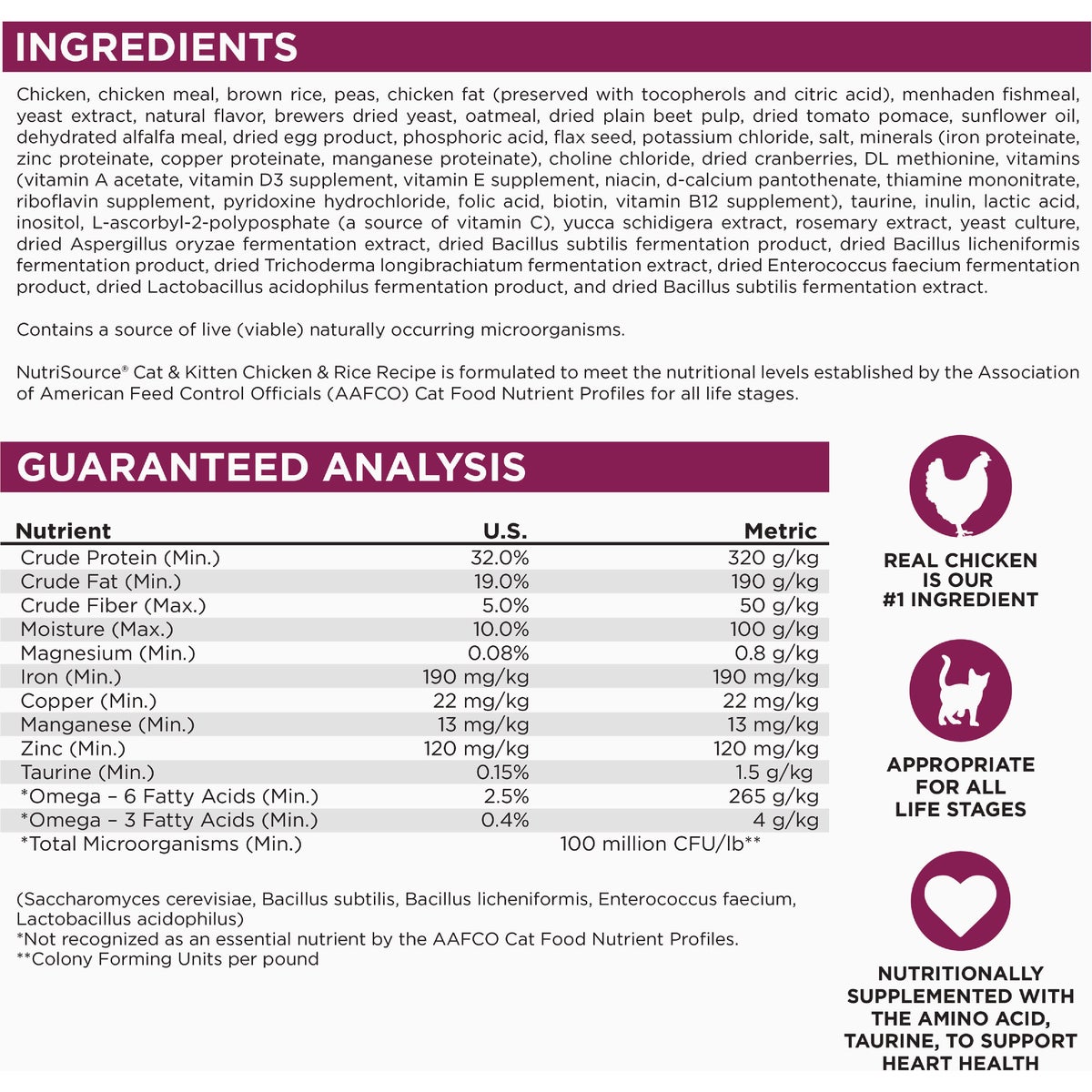 NutriSource 4 Lb. Chicken & Rice Dry Cat & Kitten Food Image 2