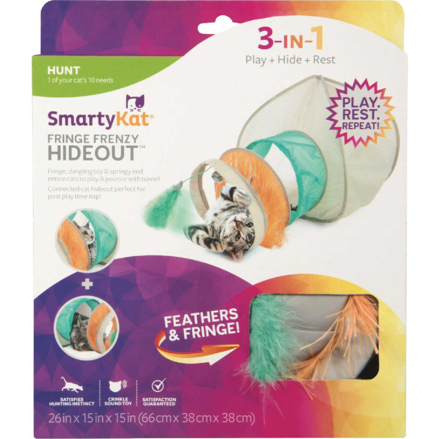 SmartyKat Fringe Frenzy Cat Hideout Tunnel Image 1