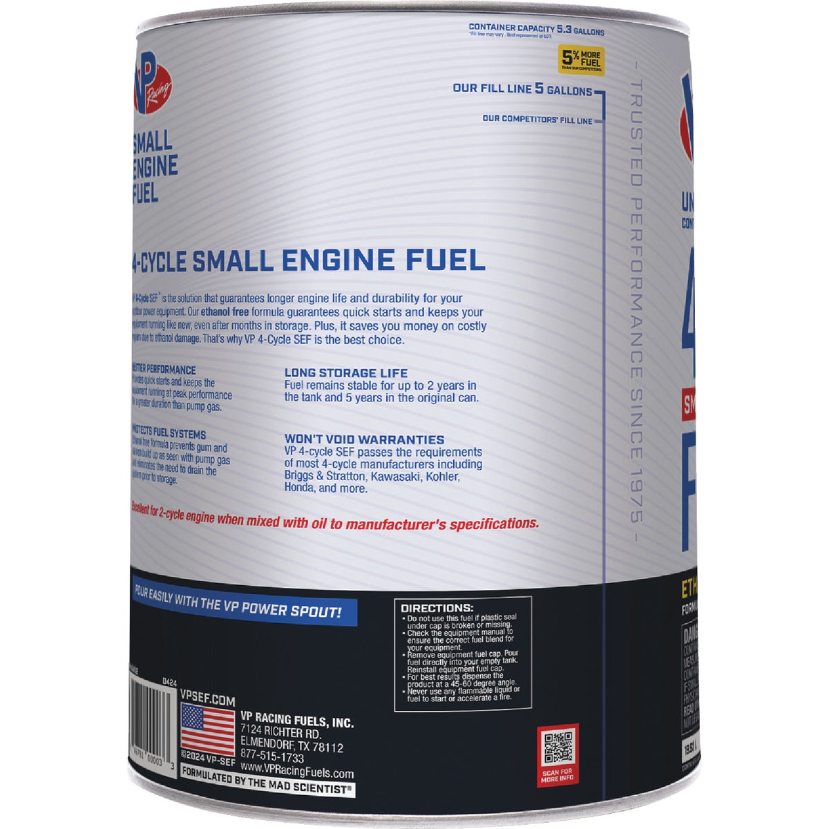 VP Racing Fuels 5 Gal. Ethanol-Free 4-Cycle Fuel Image 2