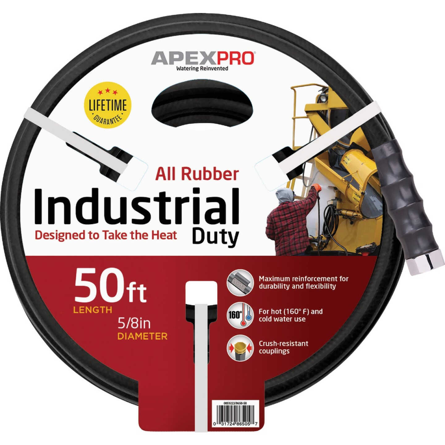Apex PRO 5/8 In. Dia. x 50 Ft. Black Rubber Hot Water Garden Hose Image 1
