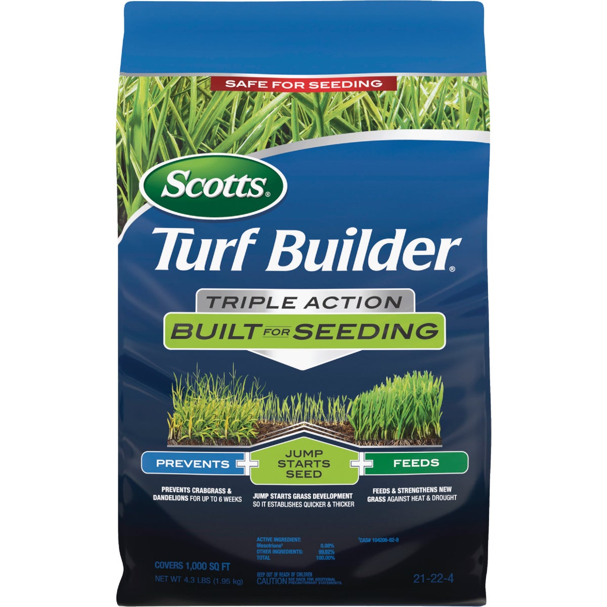 Scotts Turf Builder 4.3 Lb. 1000 Sq. Ft. Triple Action Built For Seeding Image 1