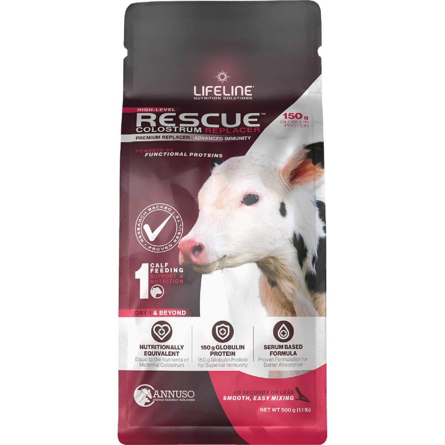 LifeLine Rescue 1 Lb. 150G Globulin Protein High Level Colostrum Replacer for Calves Image 1