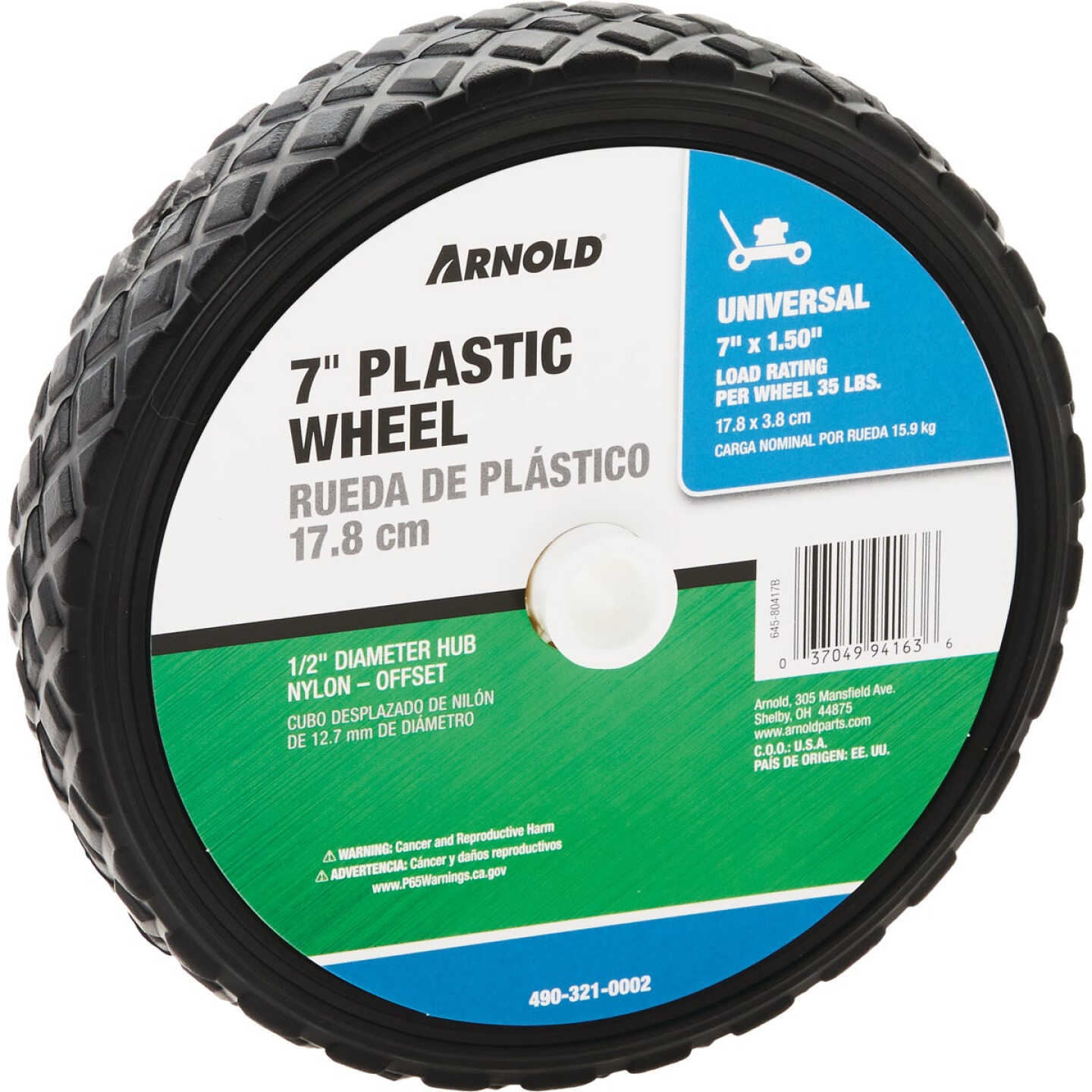 Arnold 7 In. Diamond Tread Offset Hub Wheel Image 1