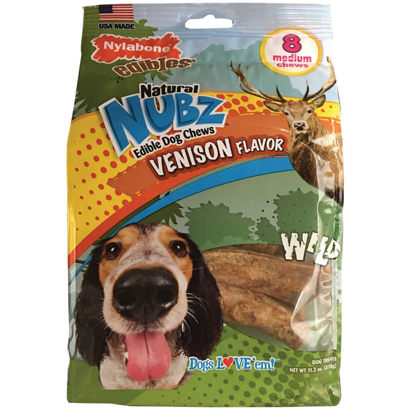 Nylabone Nubz Wild Antler Natural Long Lasting Edible Venison Flavor Medium Dog Chews (8-Pack) Image 1