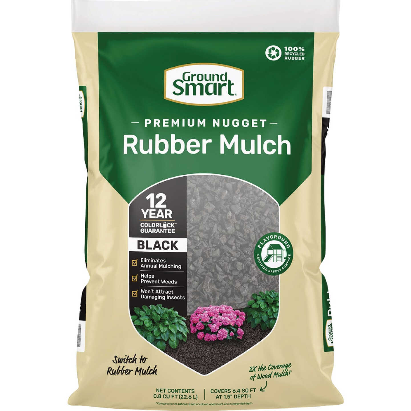 GroundSmart 0.8 Cu. Ft. Black Recycled Nugget Rubber Mulch Image 1