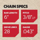 Oregon R28F Polesaw Chain for 6 in. Bar - 28 Drive Links - fits Remington, Milwaukee and Craftsman Image 5