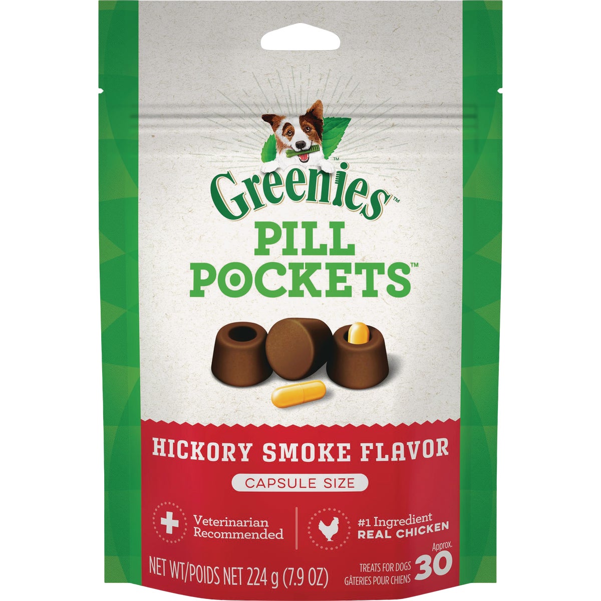 Greenies Capsule Pill Pockets Hickory Smoke Flavor Chewy Dog Treat (30-Pack) Image 1