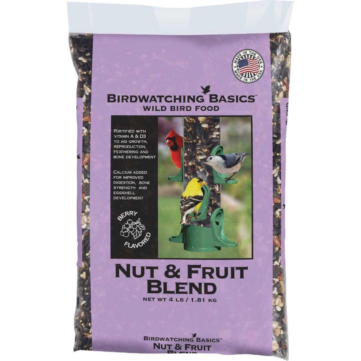 Birdwatching Basics 4 Lb. Nut & Fruit Blend Wild Bird Food Image 1