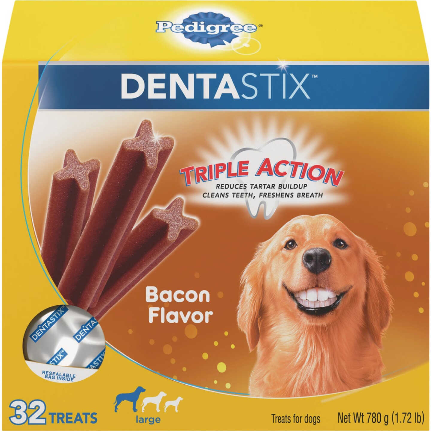 Pedigree Dentastix Large Dog Bacon Flavor Dental Dog Treat (32-Pack) Image 1