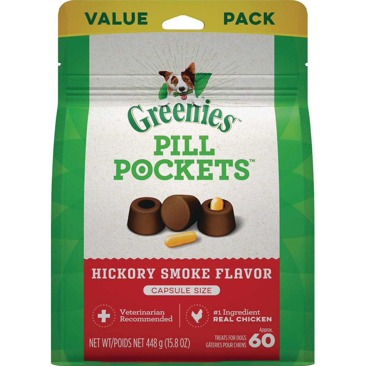 Greenies Capsule Pill Pockets Hickory Smoke Flavor Chewy Dog Treat (60-Pack) Image 1
