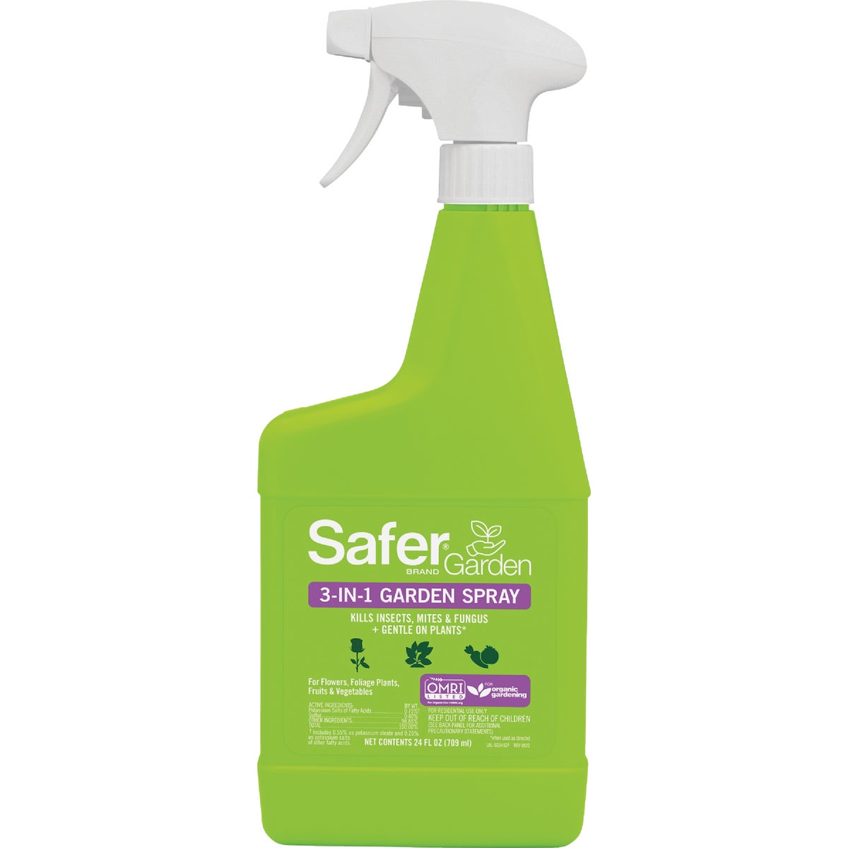 Safer Garden 3-In-1 24 Oz. Ready To Use Trigger Spray Insecticidal Soap with Fungicide Insect Killer Image 1