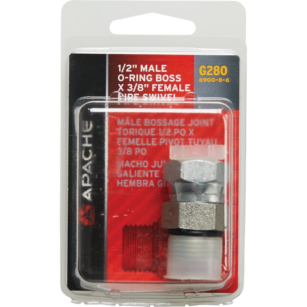 Apache 1/2 In. Male O-Ring x 3/8 In. Female Pipe Swivel Hydraulic Hose Adapter Image 2