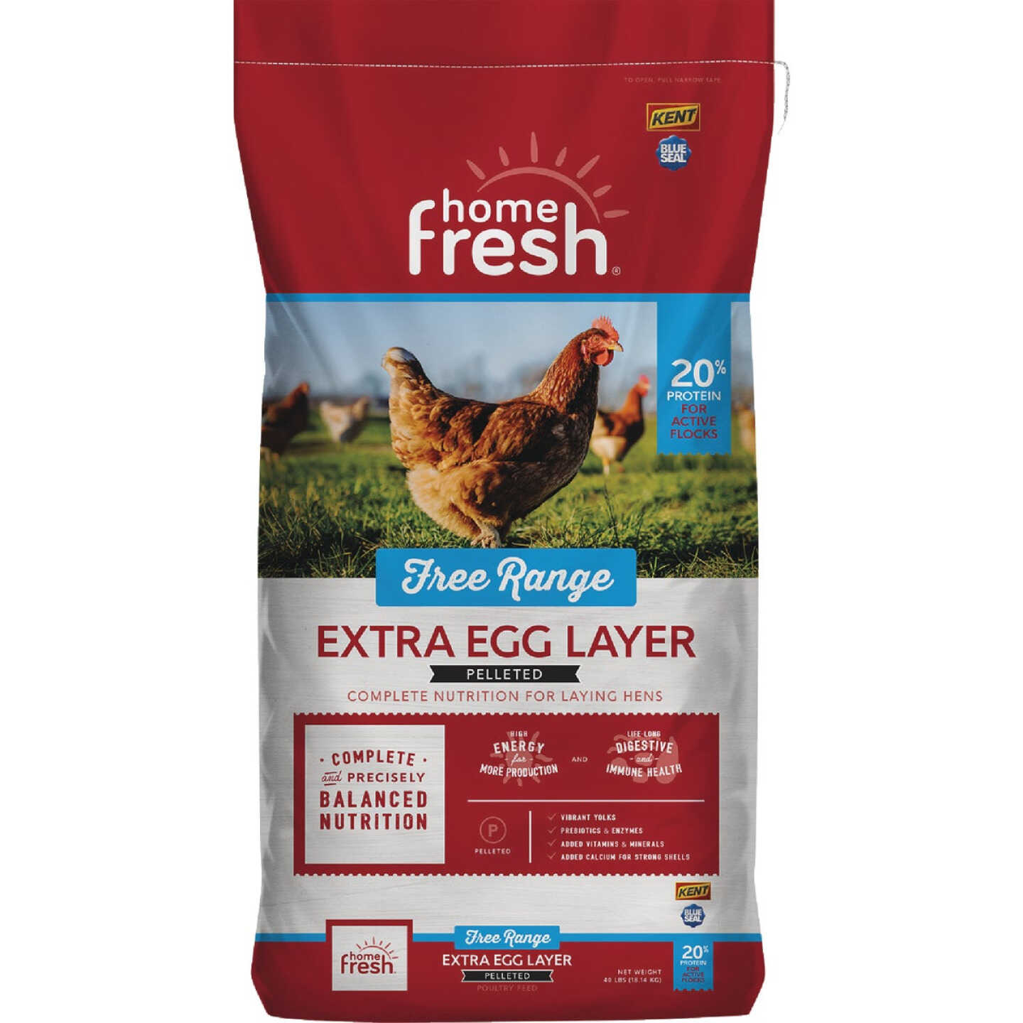 Kent Home Fresh Extra Egg Layer Free Range 40 Lb. Pellet Feed Image 1