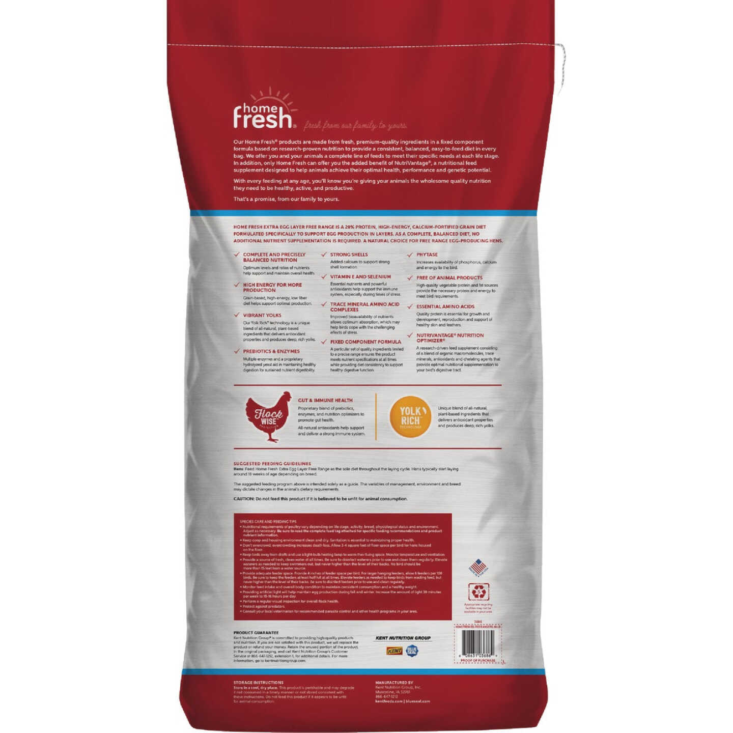 Kent Home Fresh Extra Egg Layer Free Range 40 Lb. Pellet Feed Image 7