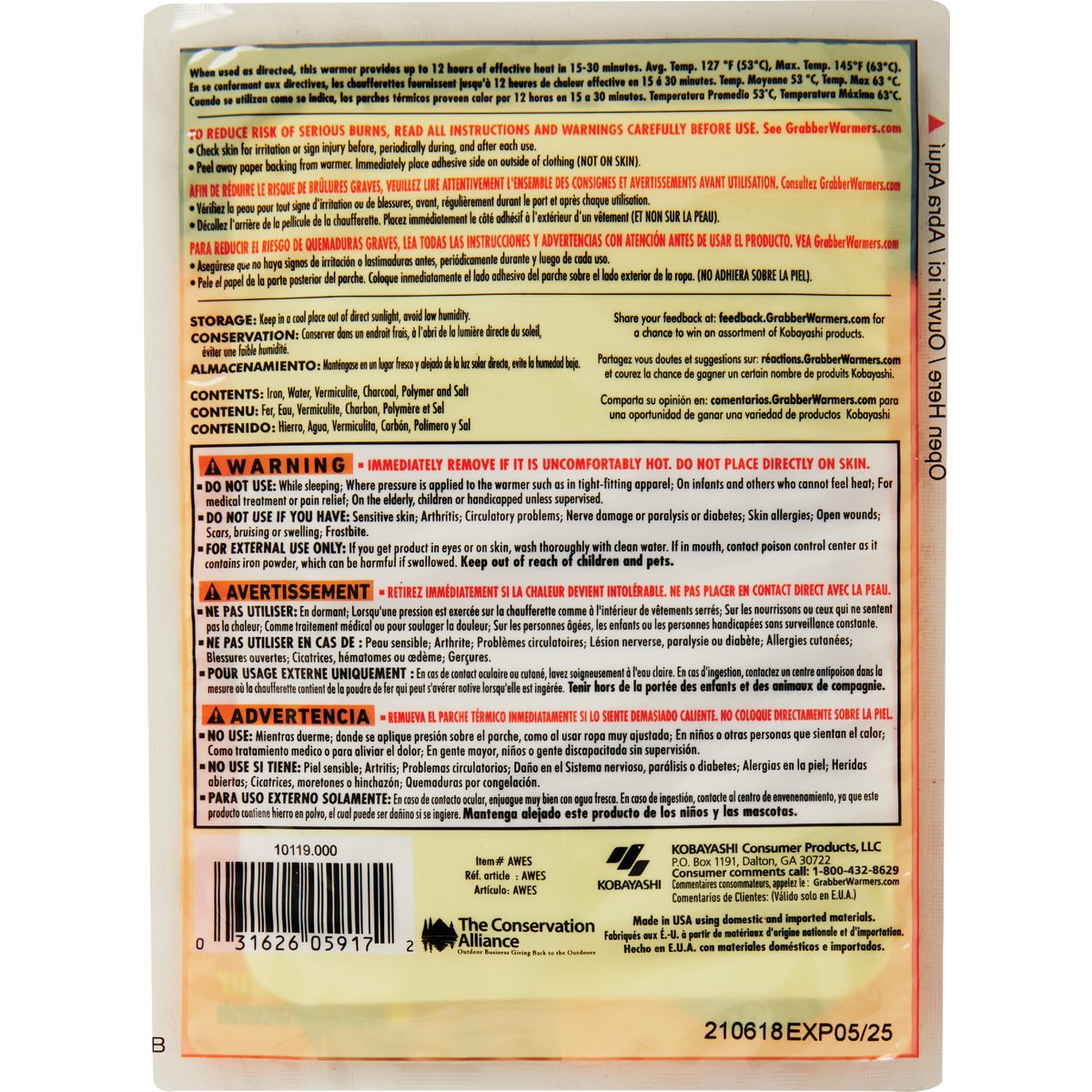 Grabber Disposable Adhesive Body Warmer Image 5