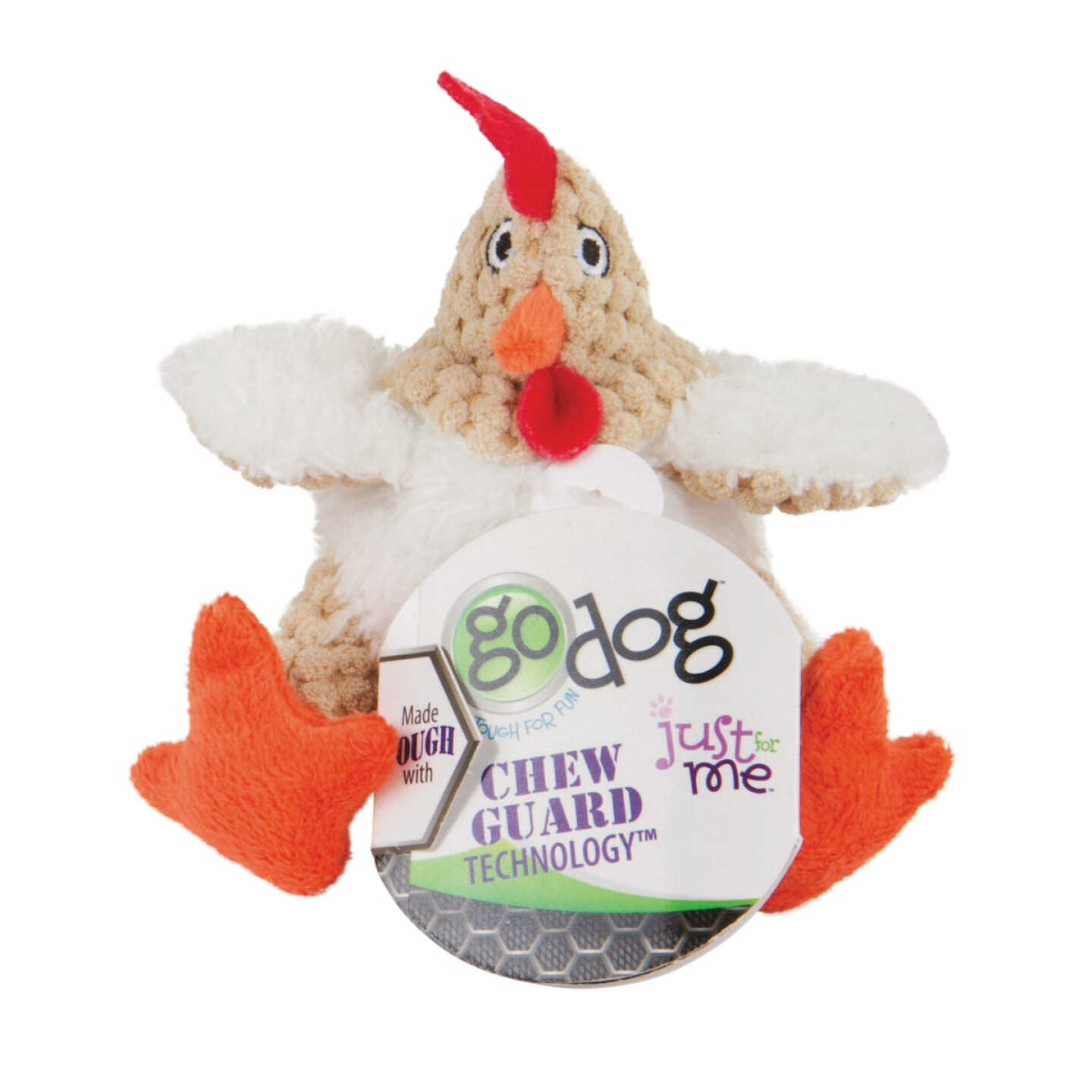 goDog Checkers Just For Me Mini White Fat Rooster Squeaky Plush Dog Toy Image 1