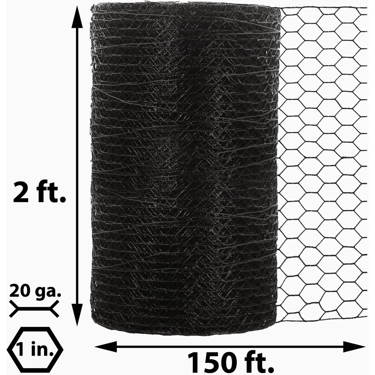 Acorn 1 In. x 24 In. H. x 150 Ft. L. Hexagonal  Vinyl-Coated Wire Poultry Netting Image 2