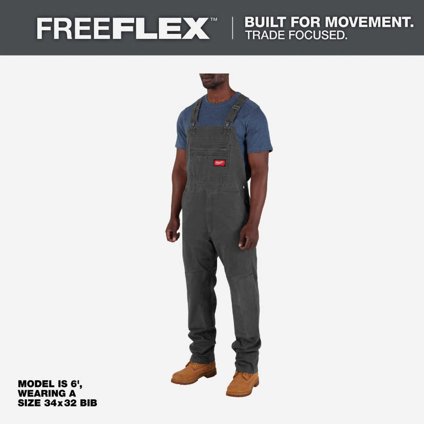 Milwaukee FREEFLEX Men's 30x34 Gray Unlined Bib Overalls Image 4