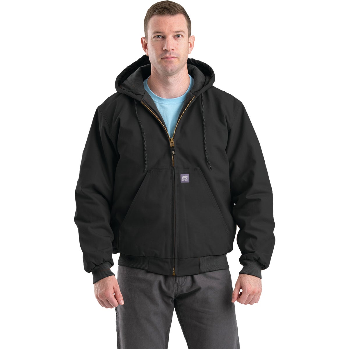 Berne Heritage Men's Medium Black Hooded Active Work Jacket