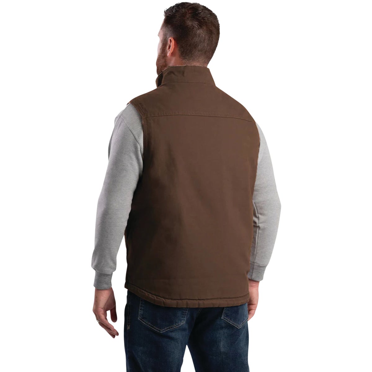 Berne Heartland Men's Large Bark Sherpa-Lined Washed Duck Vest Image 5