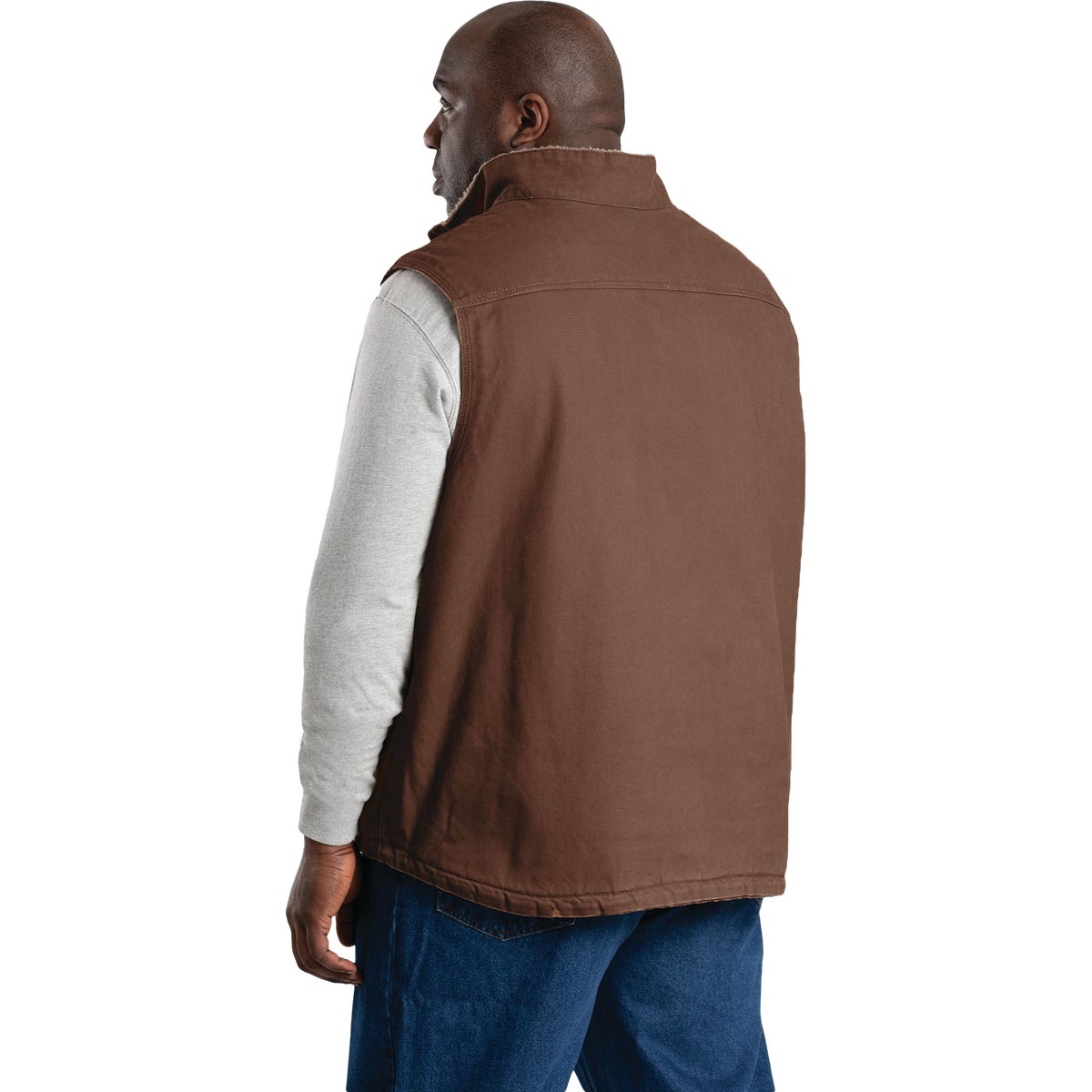 Berne Heartland Men's Large Bark Sherpa-Lined Washed Duck Vest Image 7