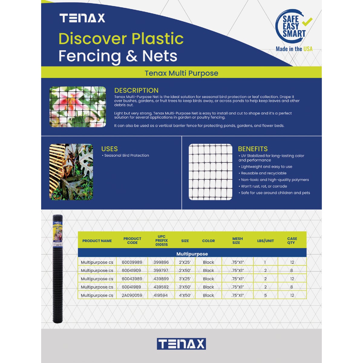 Tenax 3/4 In. x 1 In. Mesh 3 Ft. x 50 Ft. Black Multi-Purpose Net Image 5