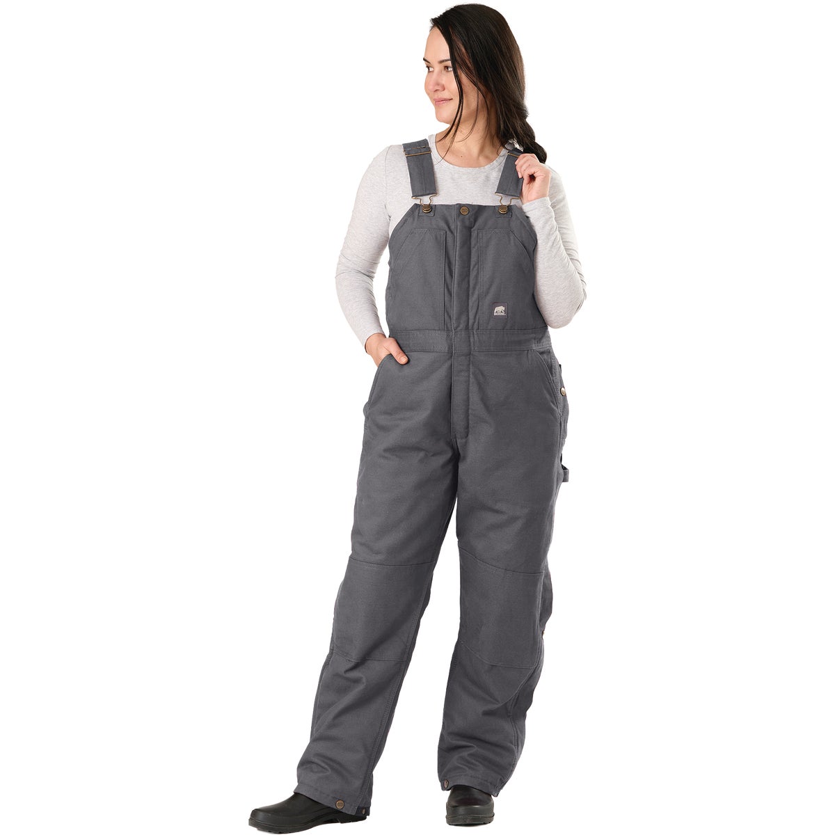 Berne Women's 2XL Titanium Softstone Duck Insulated Bib Overall