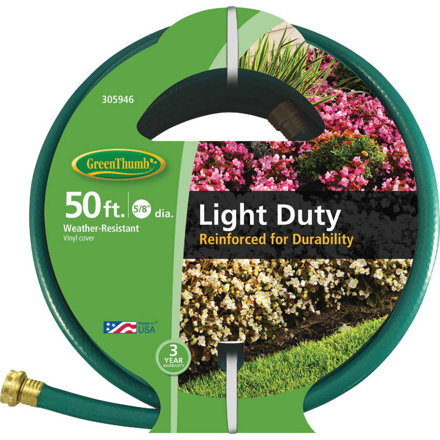 Green Thumb 5/8 In. Dia. x 50 Ft. Light Duty Vinyl Garden Hose Image 1
