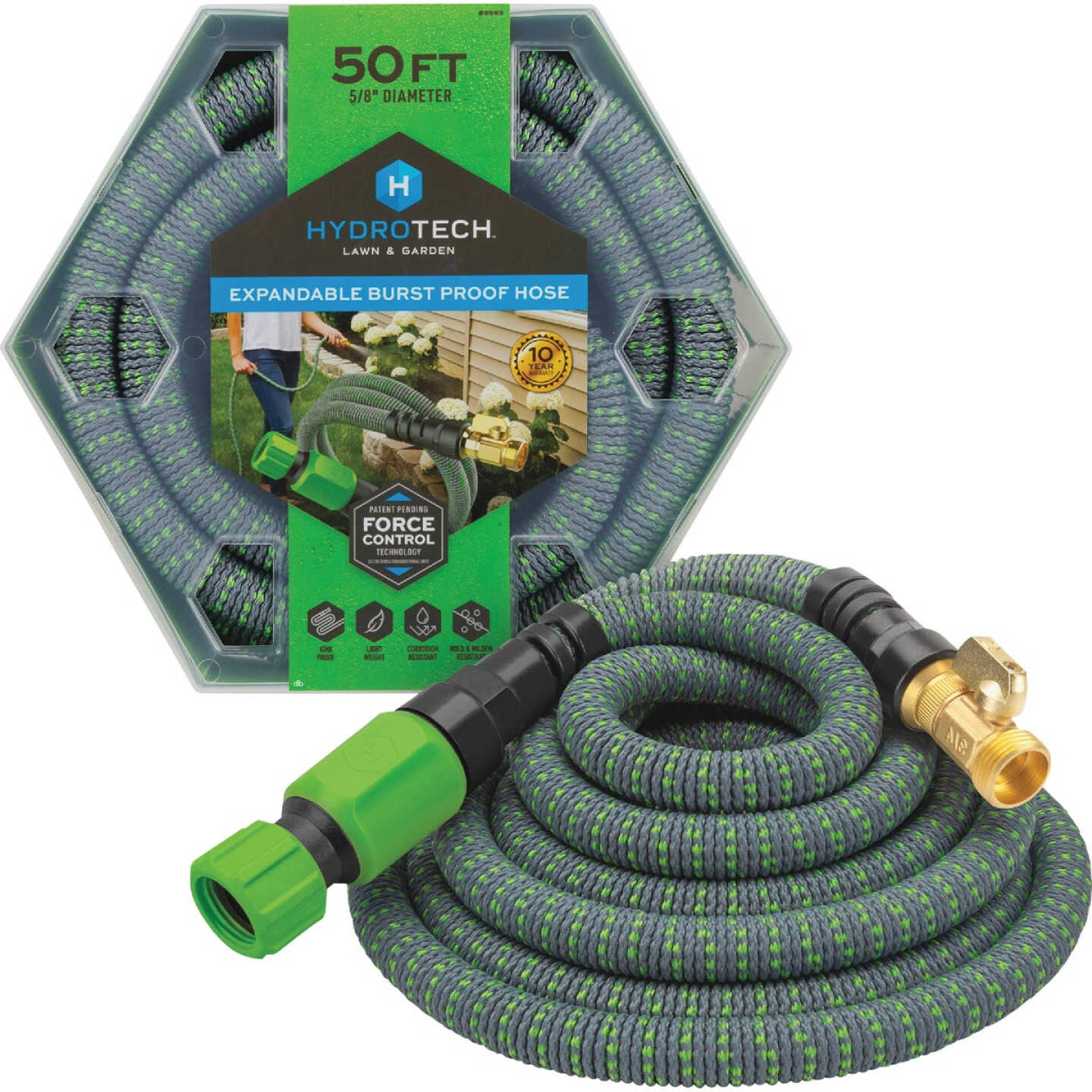 Hydrotech 5/8 In. Dia. x 50 Ft. Green Expandable Burst Proof Hose Image 1
