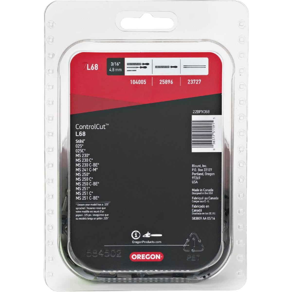 Oregon L68 ControlCut Chainsaw Chain for 18 in. Bar - 68 Drive Links - fits Several Stihl models Image 8