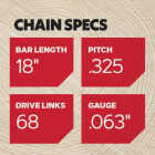 Oregon L68 ControlCut Chainsaw Chain for 18 in. Bar - 68 Drive Links - fits Several Stihl models Image 5