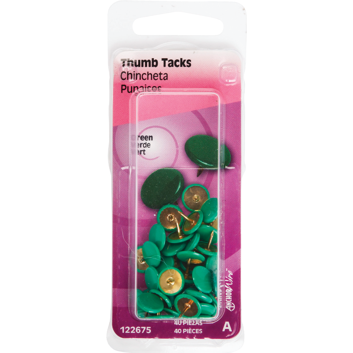 Hillman Anchor Wire Green 23/64 In. x 15/64 In. Thumb Tack (40 Ct.) Image 2