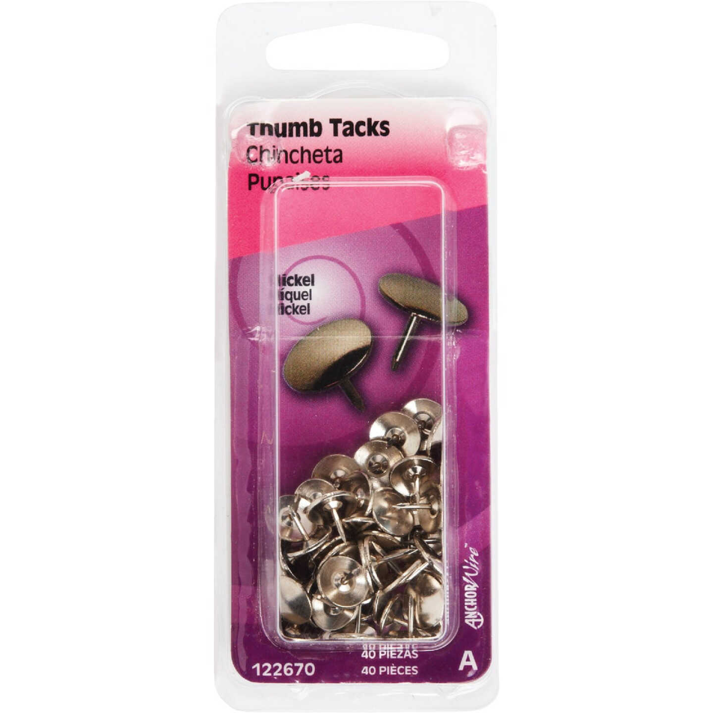 Hillman Anchor Wire Nickel 23/64 In. x 15/64 In. Thumb Tack (40 Ct.) Image 2