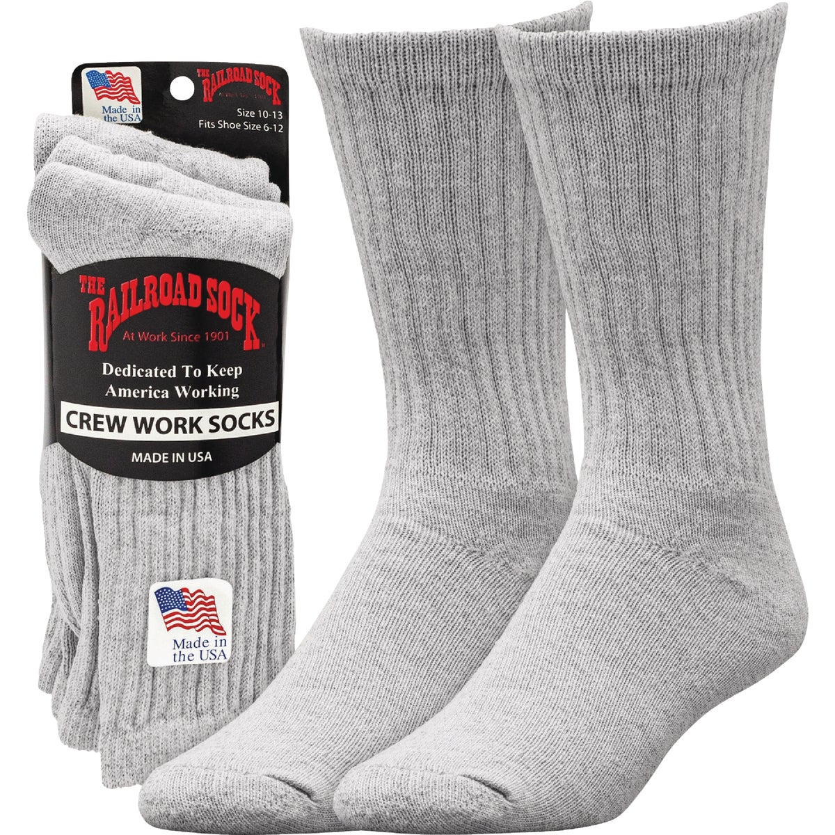 Railroad Sock Gray Welt Top Crew Premium Sock (3-Pack) Image 2