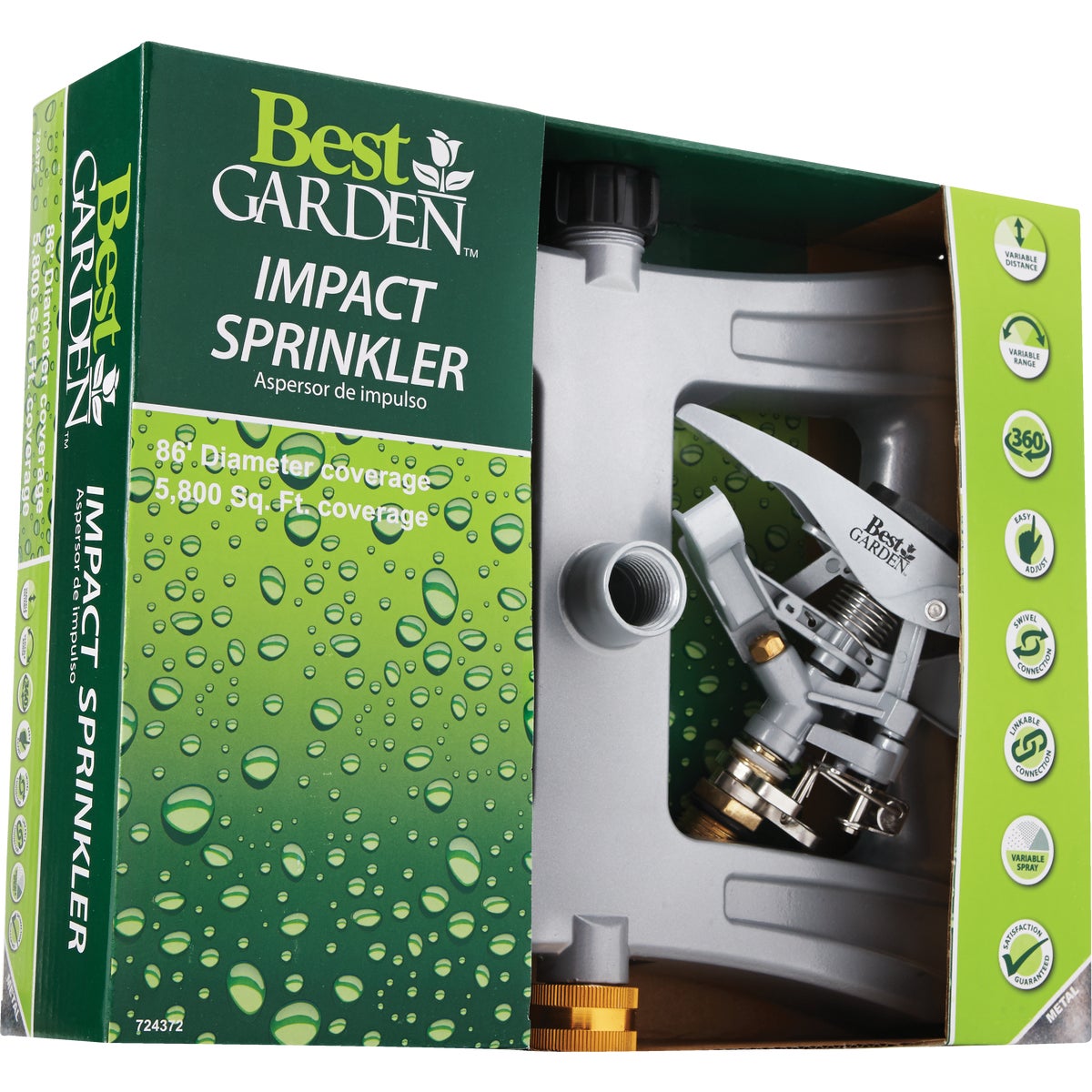 Best Garden Metal 5800 Sq. Ft. Sled Impulse Sprinkler Image 3