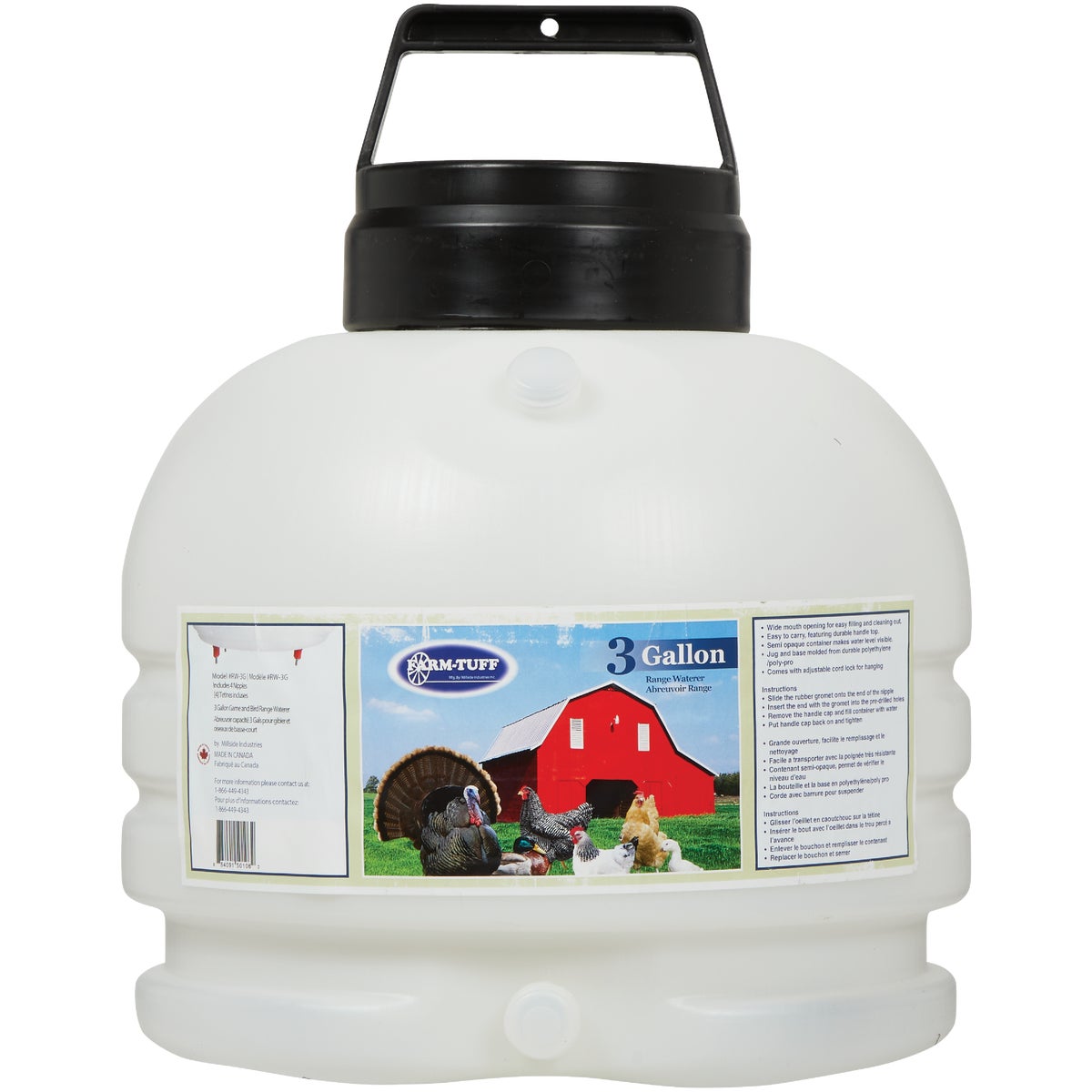 Farm-Tuff 3 Gal. Gravity-Feed Plastic Game & Bird Range Poultry Waterer Image 2
