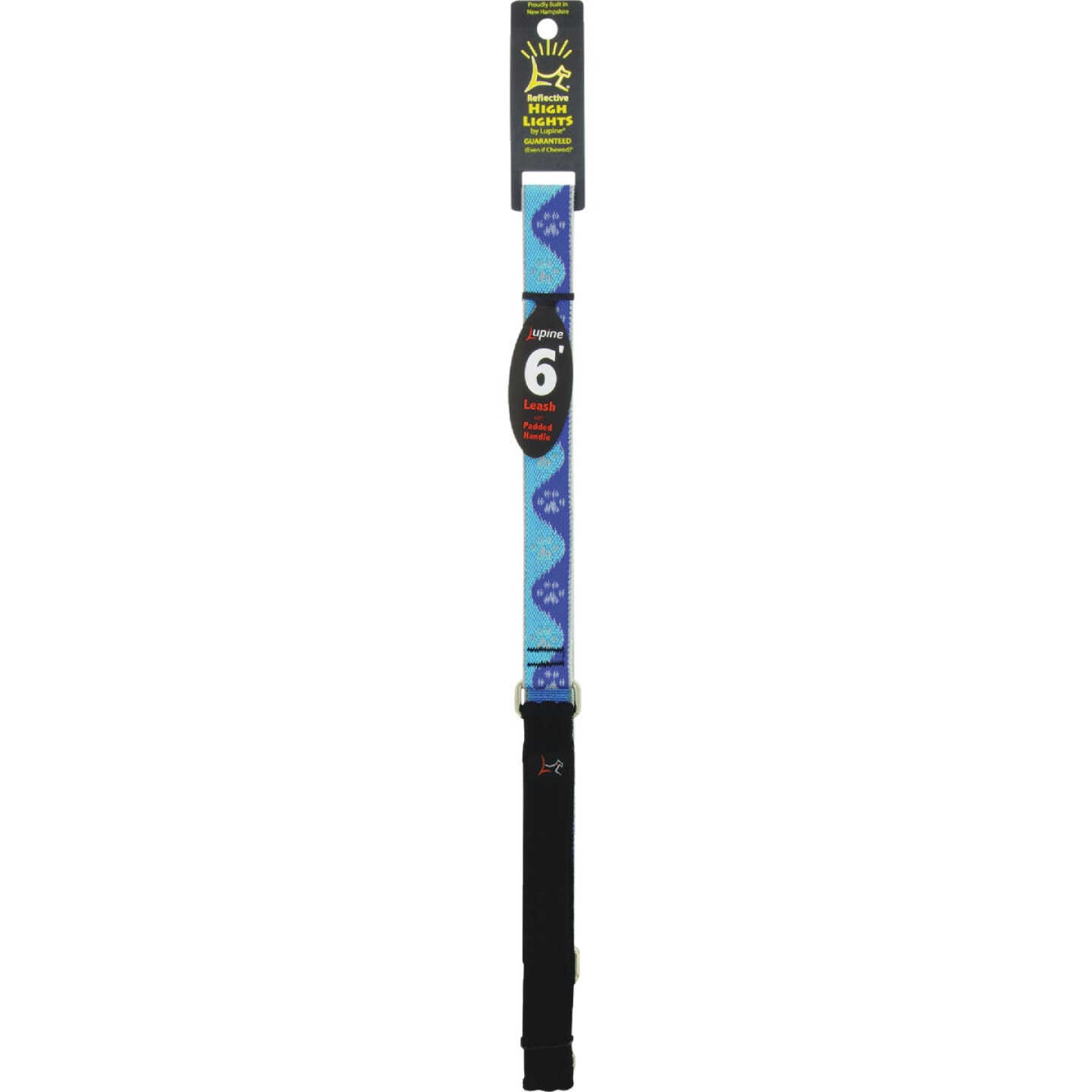 Lupine 1 In. x 6 Ft. Reflective Blue Paws Dog Leash Image 1