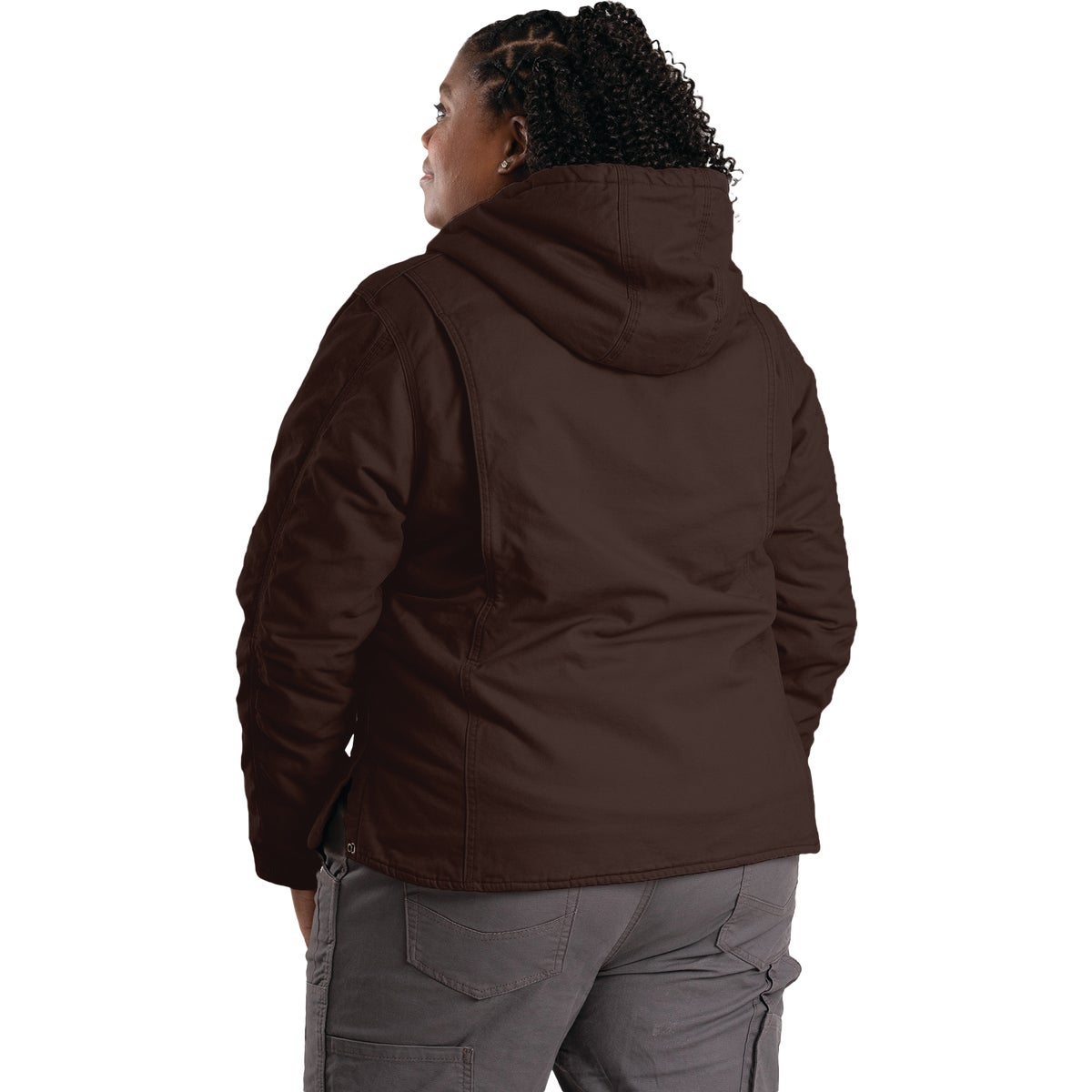 Berne Women's Small Dark Brown Sherpa-Lined Softstone Duck Hooded Jacket Image 3