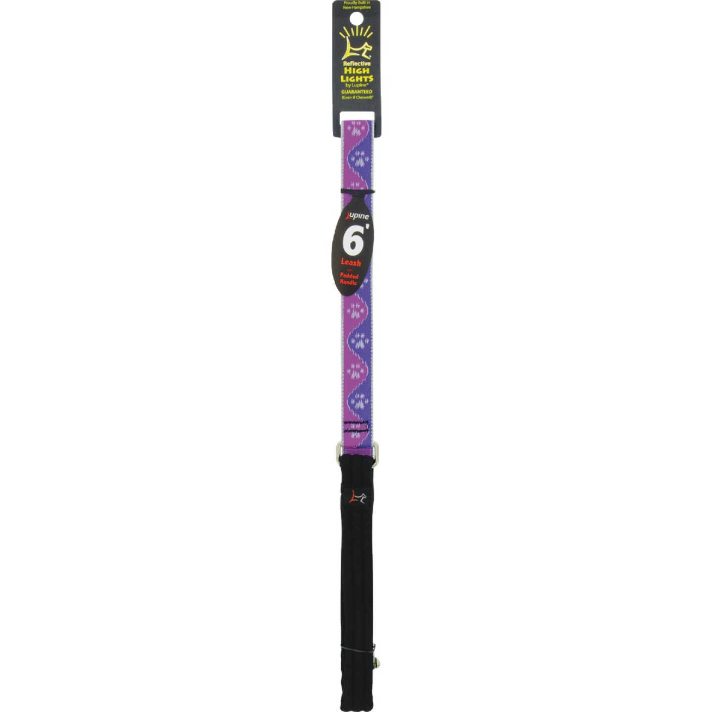 Lupine 1 In. x 6 Ft. Reflective Pink Paws Dog Leash Image 1