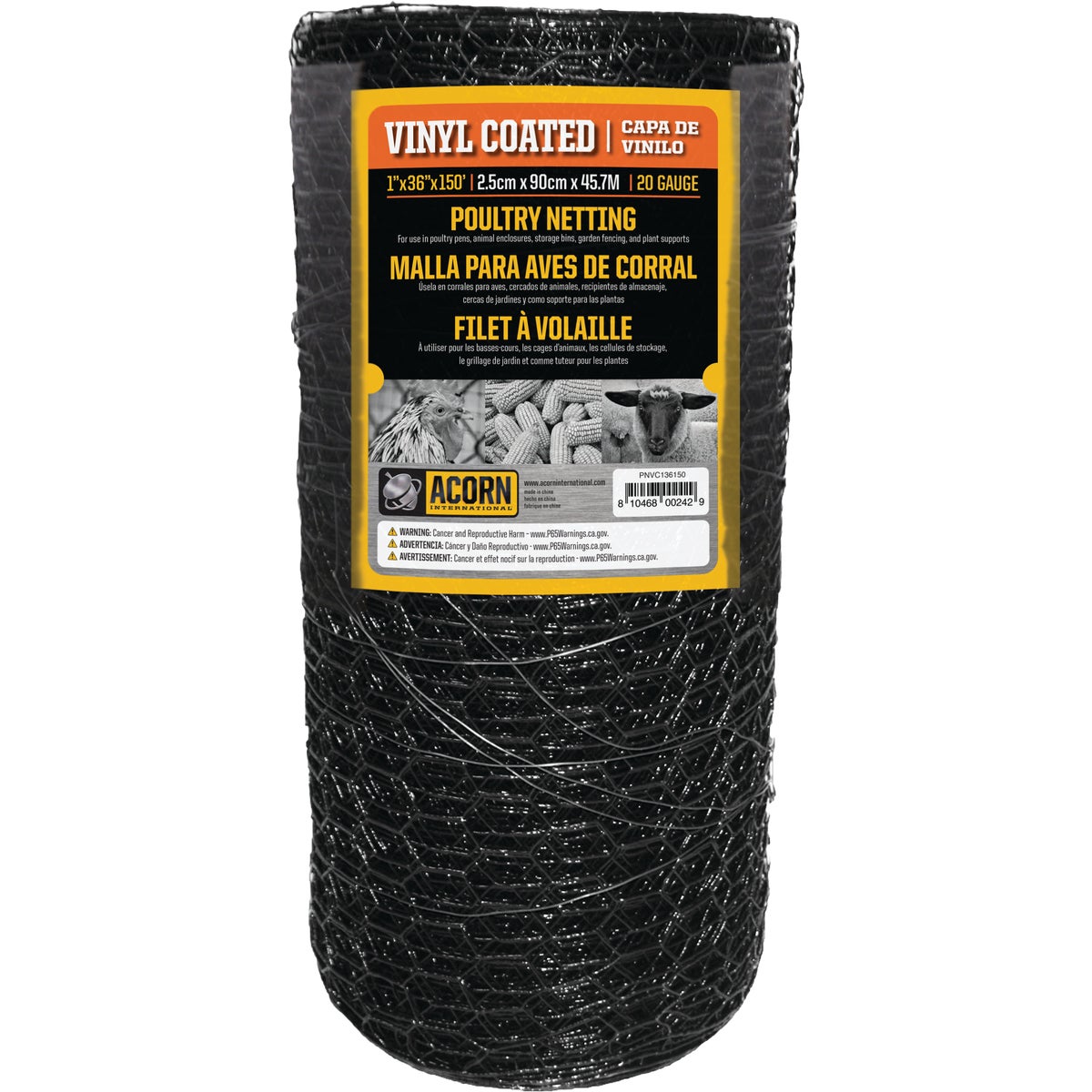 Acorn 1 In. x 36 In. H. x 150 Ft. L. Hexagonal  Vinyl-Coated Wire Poultry Netting Image 4