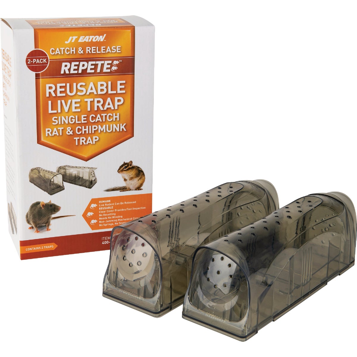 JT Eaton Repete Plastic Reusable Live Rat & Chipmunk Trap (2-Pack)