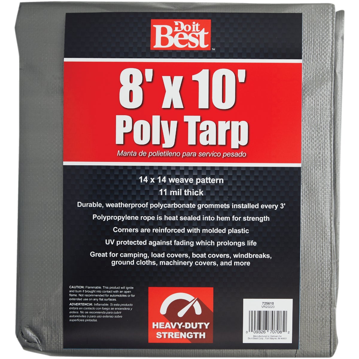 Do it Best Silver Woven 8 Ft. x 10 Ft. Heavy Duty Poly Tarp Image 1