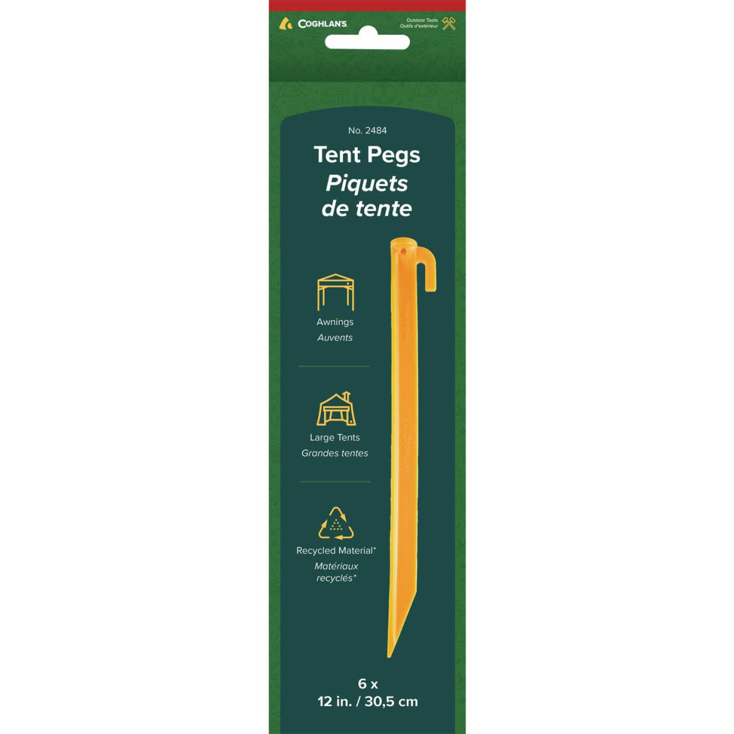 Coghlans 12 In. Plastic Tent Pegs (6-Pack) Image 1