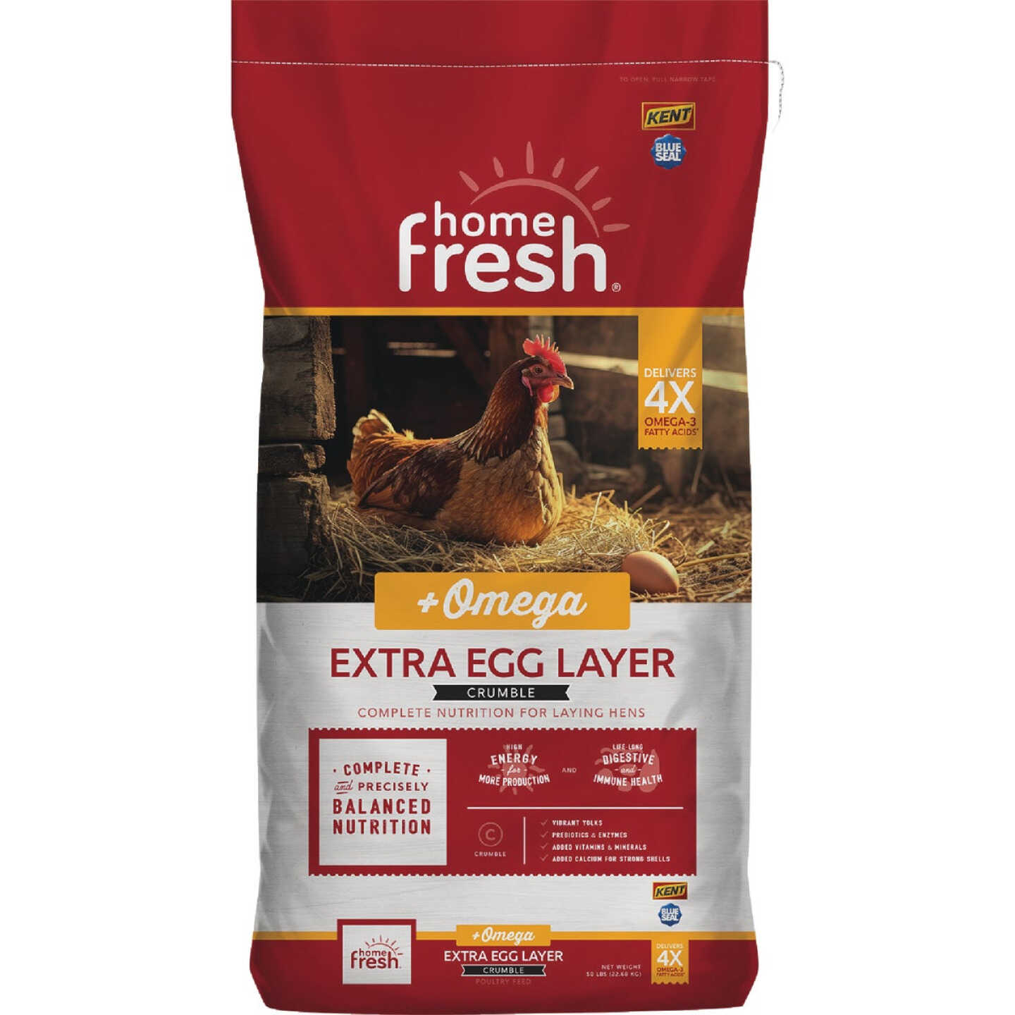 Kent Home Fresh Extra Egg Layer + Omega 50 Lb. Crumble Feed Image 1